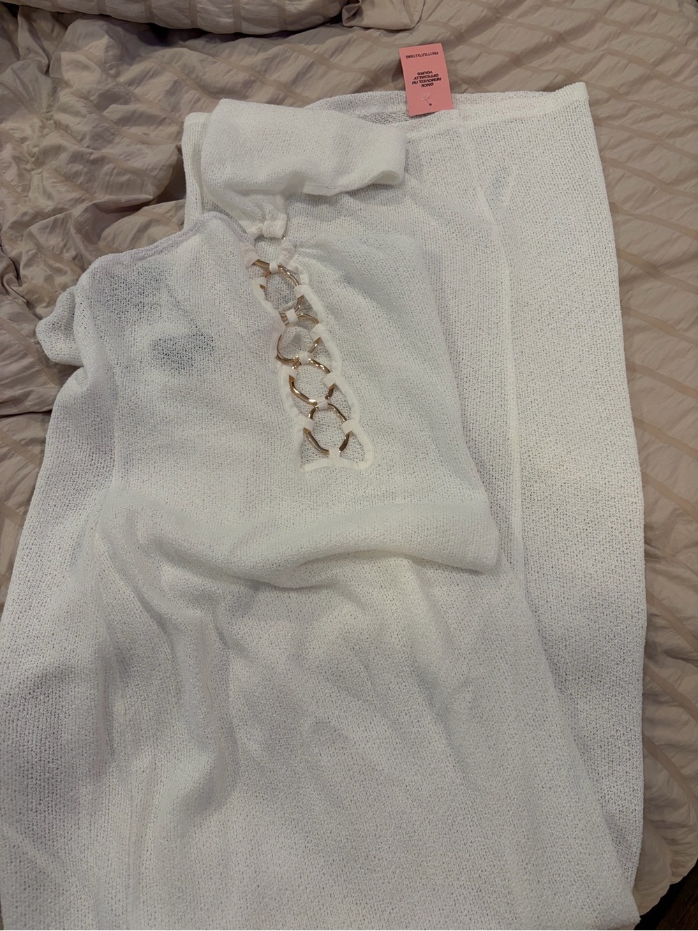 REVOLVE White Maxi Dress with Gold Chain Detail